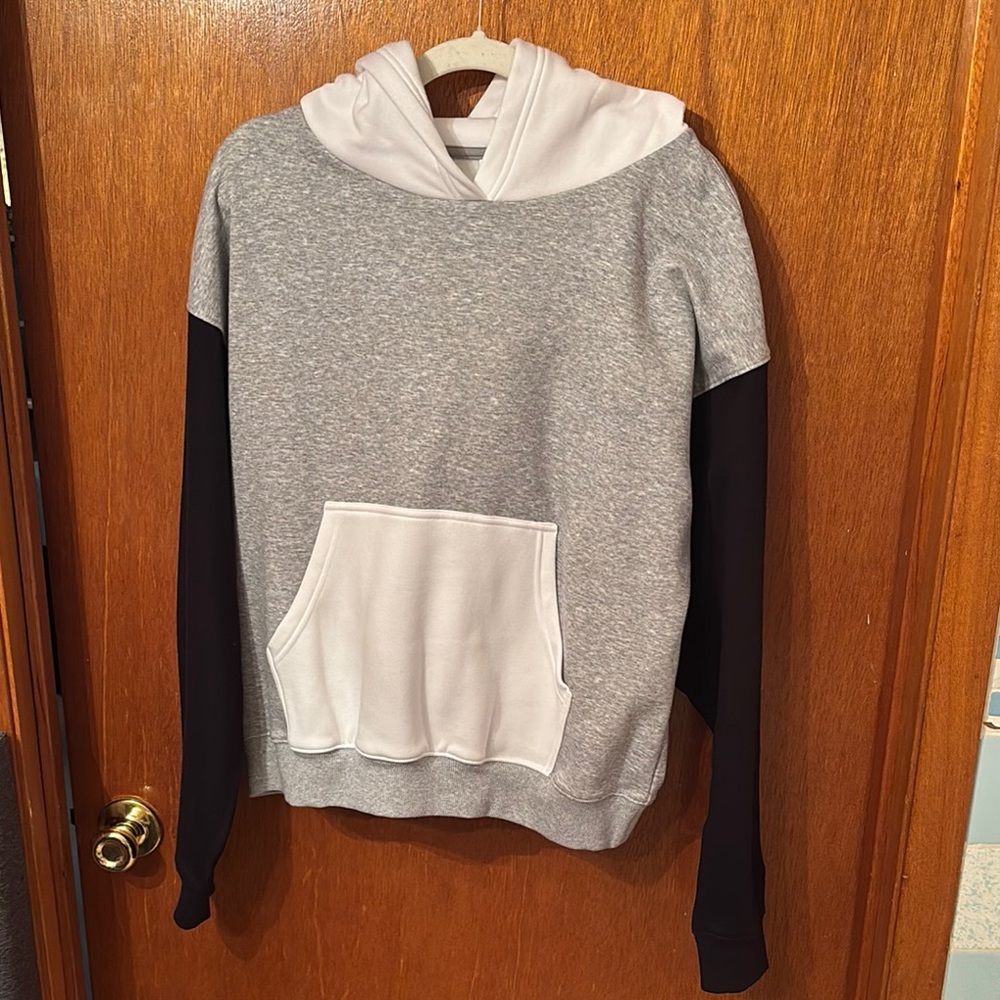 Fabletics Gray and White Color-Block Sweatshirt